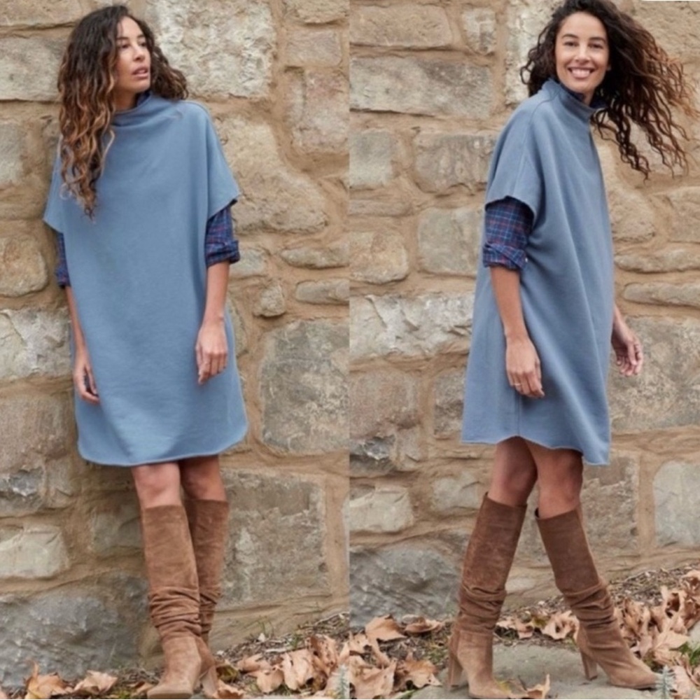 Frank & Eileen Ella Triple Fleece Dress, Jean Blue, Size M/L